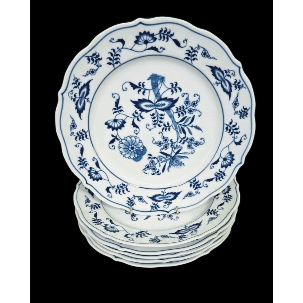 Blue Danube Japan Blue Onion 10 3/8" Dinner Plate Lot Of 6 Vintage